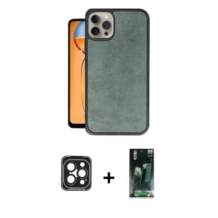 MARSİLYAN™- iPhone 15 Pro Max Kılıf Kıvılcım Işık Serisi - Şeffaf 360 Full Body Arka Koruyucu + PVD Metal Kamera Lens - SH