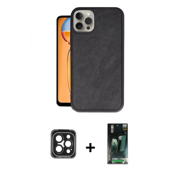 MARSİLYAN™- iPhone 15 Pro Max Kılıf Kıvılcım Işık Serisi - Şeffaf 360 Full Body Arka Koruyucu + PVD Metal Kamera Lens - SH