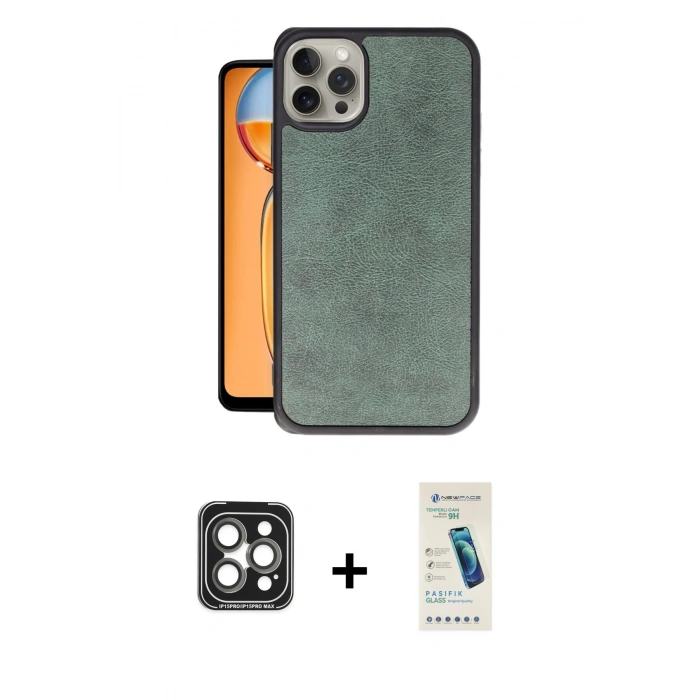 MARSİLYAN™- iPhone 15 Pro Max Kılıf Kıvılcım Işık Serisi - Şeffaf Pasifik Cam Ekran Koruyucu + PVD Metal Kamera Lens - GI