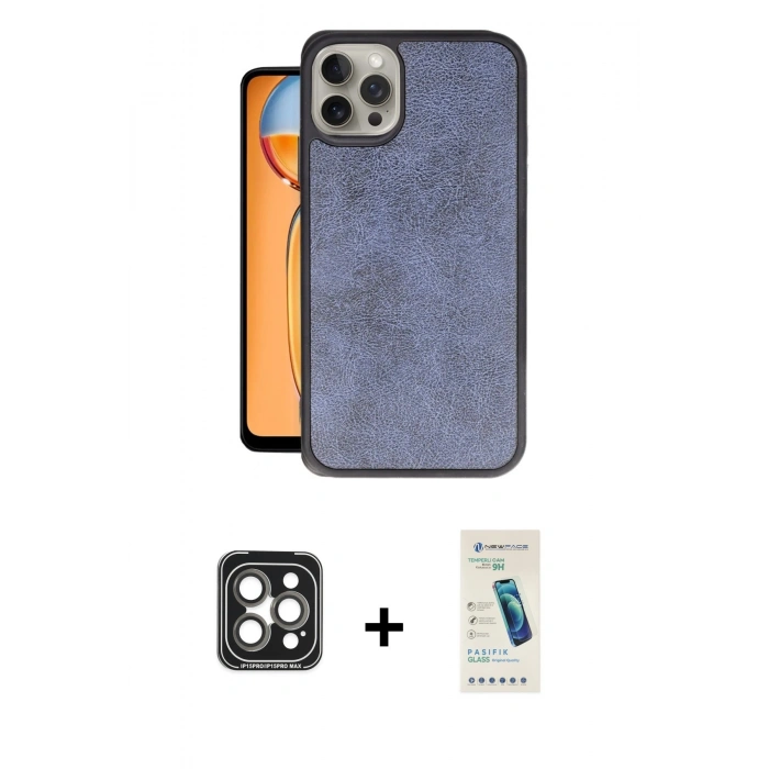 MARSİLYAN™- iPhone 15 Pro Max Kılıf Kıvılcım Işık Serisi - Şeffaf Pasifik Cam Ekran Koruyucu + PVD Metal Kamera Lens - GI