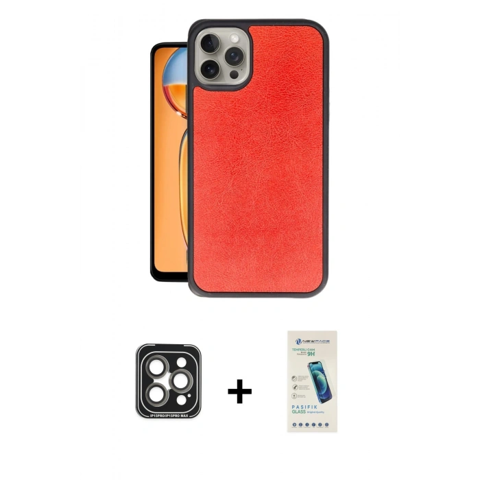 MARSİLYAN™- iPhone 15 Pro Max Kılıf Kıvılcım Işık Serisi - Şeffaf Pasifik Cam Ekran Koruyucu + PVD Metal Kamera Lens - GI