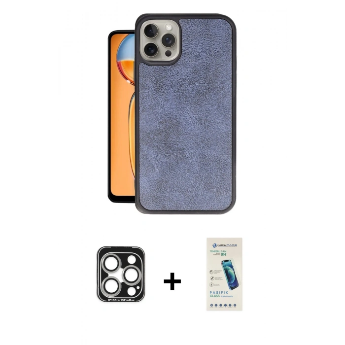 MARSİLYAN™- iPhone 15 Pro Max Kılıf Kıvılcım Işık Serisi - Şeffaf Pasifik Cam Ekran Koruyucu + PVD Metal Kamera Lens - GS