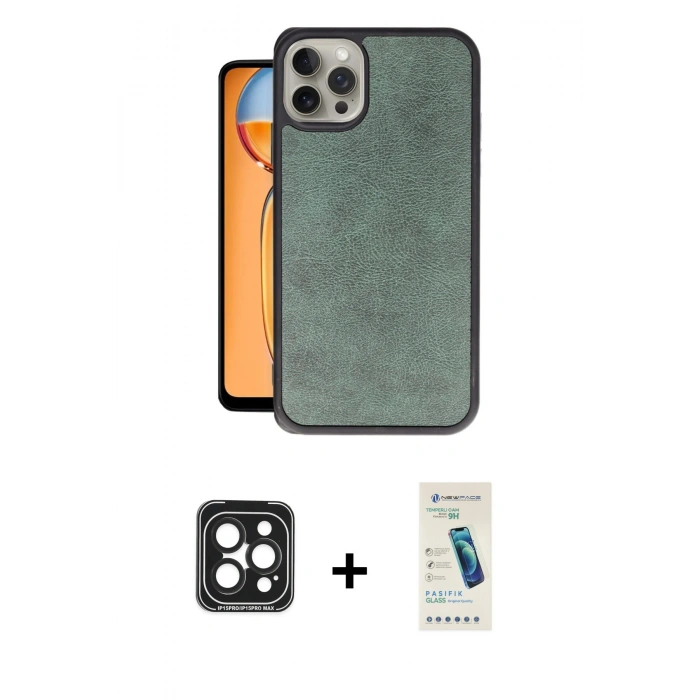 MARSİLYAN™- iPhone 15 Pro Max Kılıf Kıvılcım Işık Serisi - Şeffaf Pasifik Cam Ekran Koruyucu + PVD Metal Kamera Lens - SH