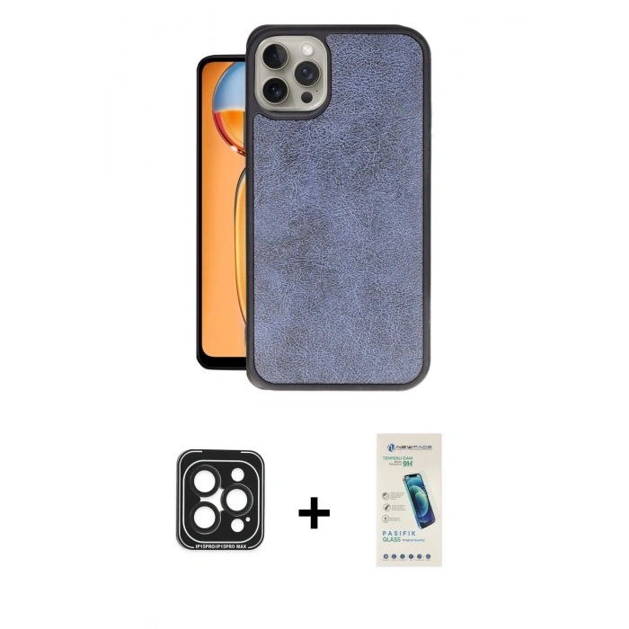 MARSİLYAN™- iPhone 15 Pro Max Kılıf Kıvılcım Işık Serisi - Şeffaf Pasifik Cam Ekran Koruyucu + PVD Metal Kamera Lens - SH