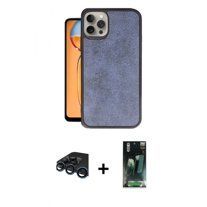 MARSİLYAN™- iPhone 15 Pro Max Kılıf Kıvılcım Işık Serisi - Siyah 360 Mat Full Body Arka Koruyucu + Raze Metal Kamera Lens - LT