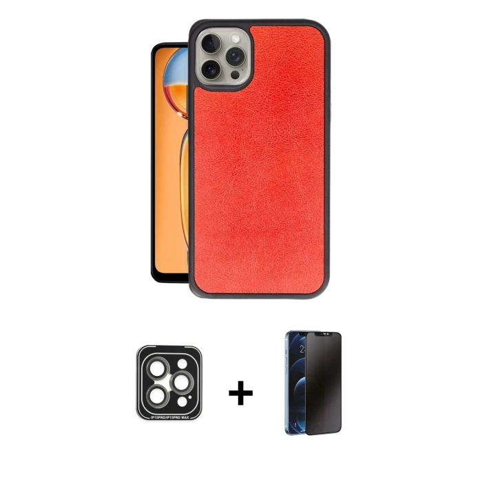 MARSİLYAN™- iPhone 15 Pro Max Kılıf Kıvılcım Işık Serisi - Siyah 3D Antistatik Hayalet Cam Ekran Koruyucu + PVD Metal Kamera Lens - GI