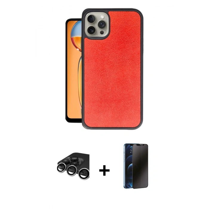 MARSİLYAN™- iPhone 15 Pro Max Kılıf Kıvılcım Işık Serisi - Siyah 3D Antistatik Hayalet Cam Ekran Koruyucu + Raze Metal Kamera Lens - GS