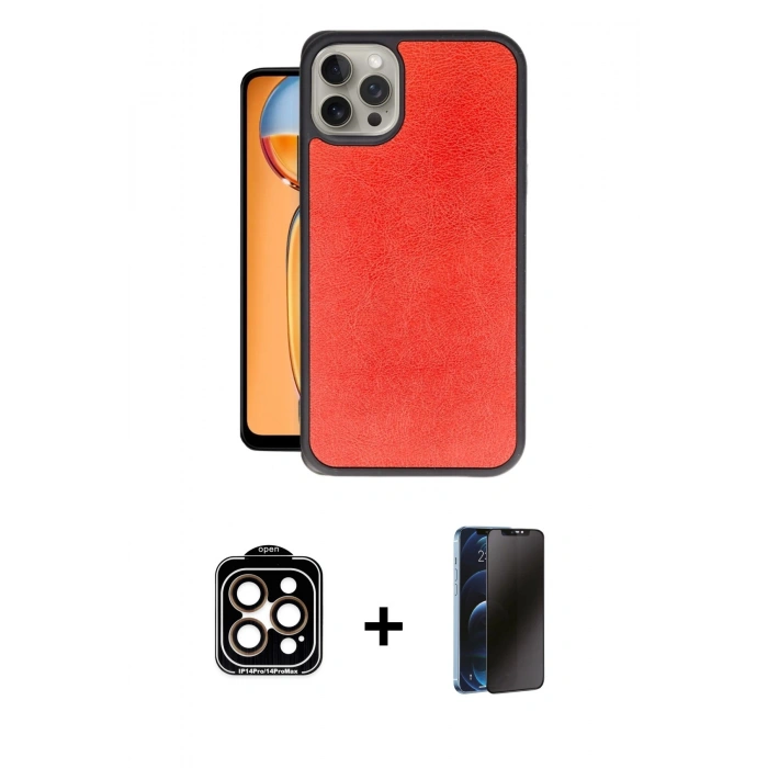 MARSİLYAN™- iPhone 15 Pro Max Kılıf Kıvılcım Işık Serisi - Siyah 3D Antistatik Hayalet Cam Ekran Koruyucu + PVD Metal Kamera Lens - TU