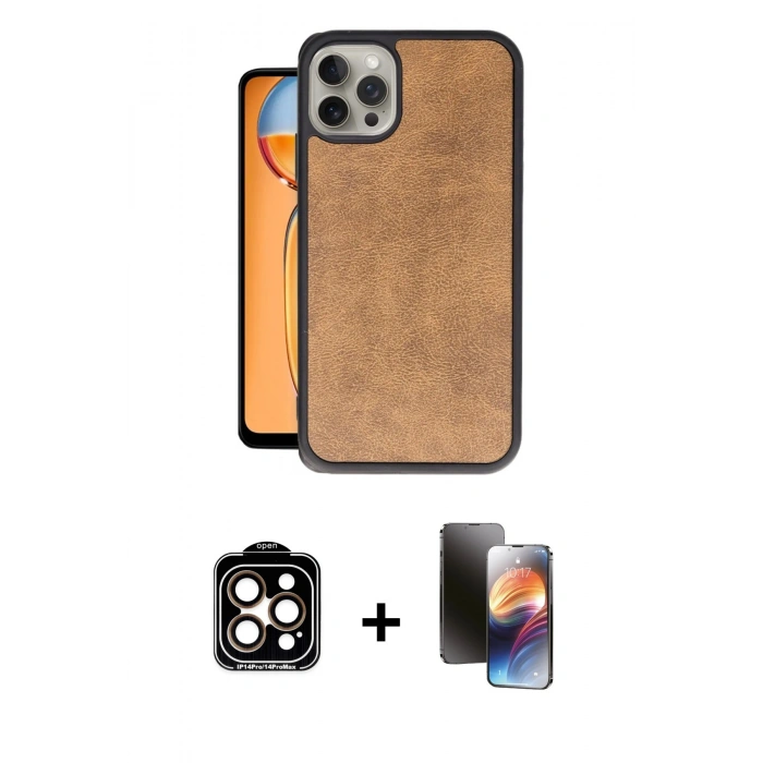 MARSİLYAN™- iPhone 15 Pro Max Kılıf Kıvılcım Işık Serisi - Siyah 3D Antistatik Mat Seramik Nano Ekran Koruyucu + PVD Metal Kamera Lens - TU