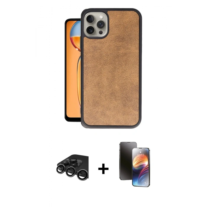 MARSİLYAN™- iPhone 15 Pro Max Kılıf Kıvılcım Işık Serisi - Siyah 3D Antistatik Mat Seramik Nano Ekran Koruyucu + Raze Metal Kamera Lens - TMGI