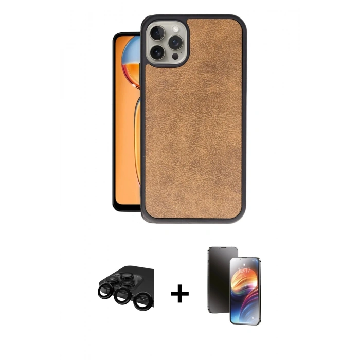 MARSİLYAN™- iPhone 15 Pro Max Kılıf Kıvılcım Işık Serisi - Siyah 3D Antistatik Mat Seramik Nano Ekran Koruyucu + Raze Metal Kamera Lens - SH