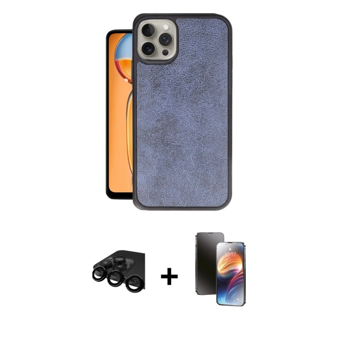 MARSİLYAN™- iPhone 15 Pro Max Kılıf Kıvılcım Işık Serisi - Siyah 3D Antistatik Mat Seramik Nano Ekran Koruyucu + Raze Metal Kamera Lens - SH