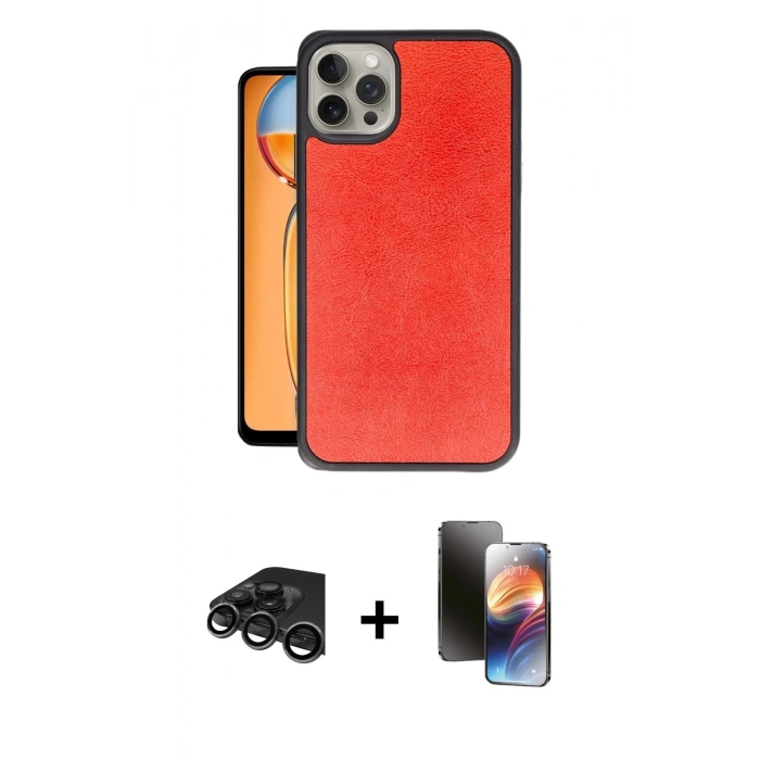 MARSİLYAN™- iPhone 15 Pro Max Kılıf Kıvılcım Işık Serisi - Siyah 3D Antistatik Mat Seramik Nano Ekran Koruyucu + Raze Metal Kamera Lens - TMGI