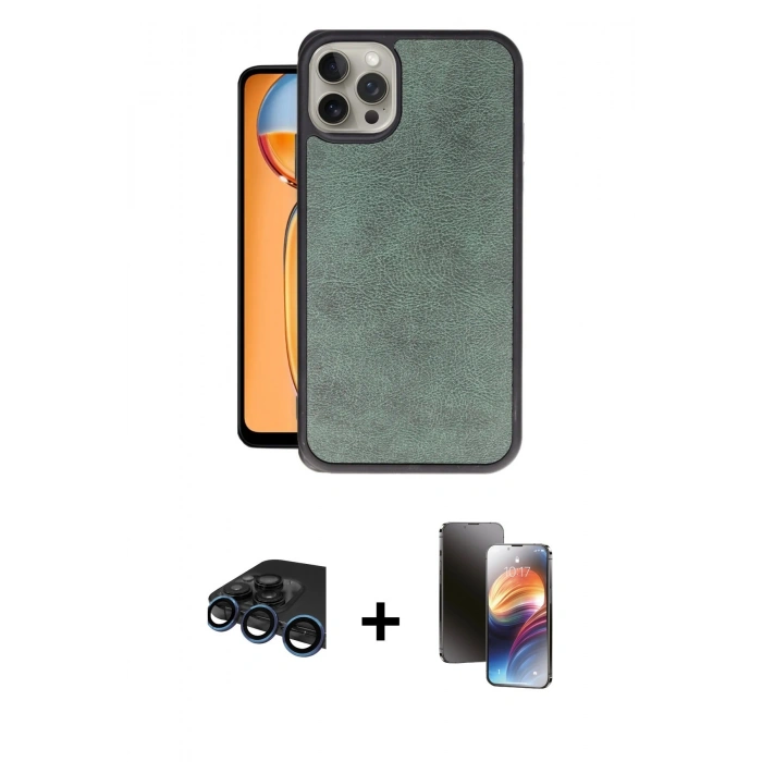 MARSİLYAN™- iPhone 15 Pro Max Kılıf Kıvılcım Işık Serisi - Siyah 3D Antistatik Mat Seramik Nano Ekran Koruyucu + Raze Metal Kamera Lens - LT