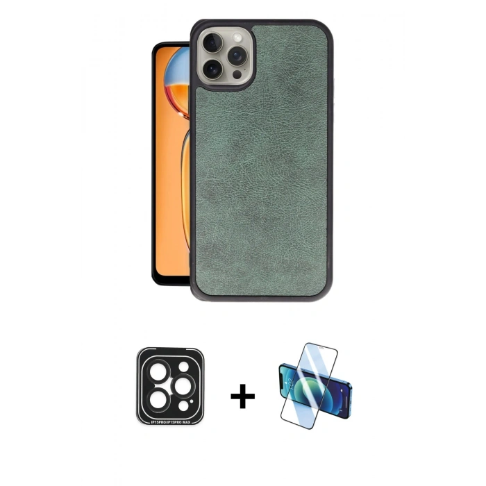 MARSİLYAN™- iPhone 15 Pro Max Kılıf Kıvılcım Işık Serisi - Siyah 3D Antistatik Seramik Nano Ekran Koruyucu + PVD Metal Kamera Lens - SH