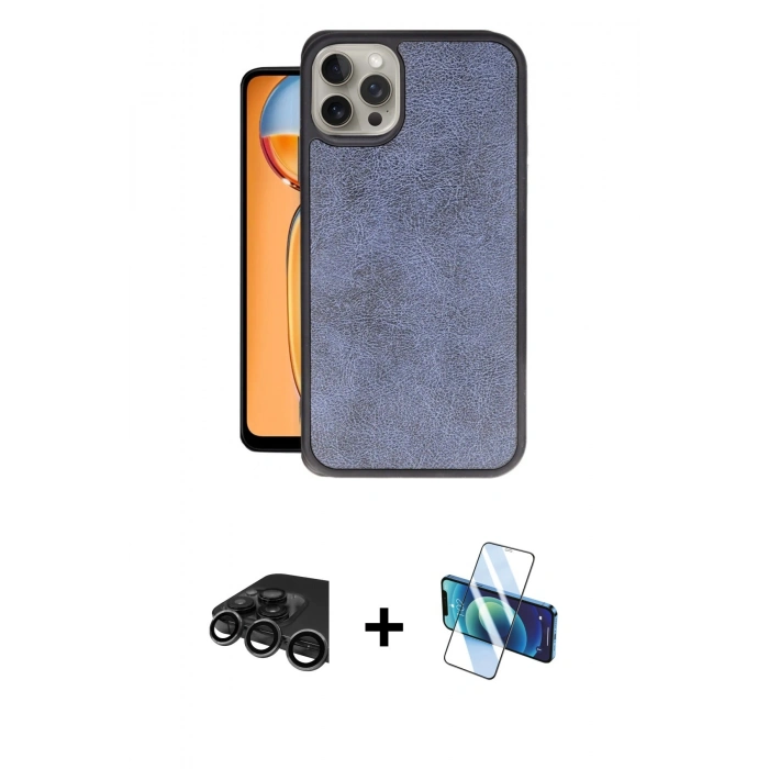 MARSİLYAN™- iPhone 15 Pro Max Kılıf Kıvılcım Işık Serisi - Siyah 3D Antistatik Seramik Nano Ekran Koruyucu + Raze Metal Kamera Lens - TMGI