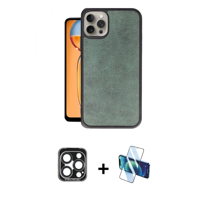 MARSİLYAN™- iPhone 15 Pro Max Kılıf Kıvılcım Işık Serisi - Siyah 3D Antistatik Seramik Nano Ekran Koruyucu + Lacivert PVD Metal Kamera Lens