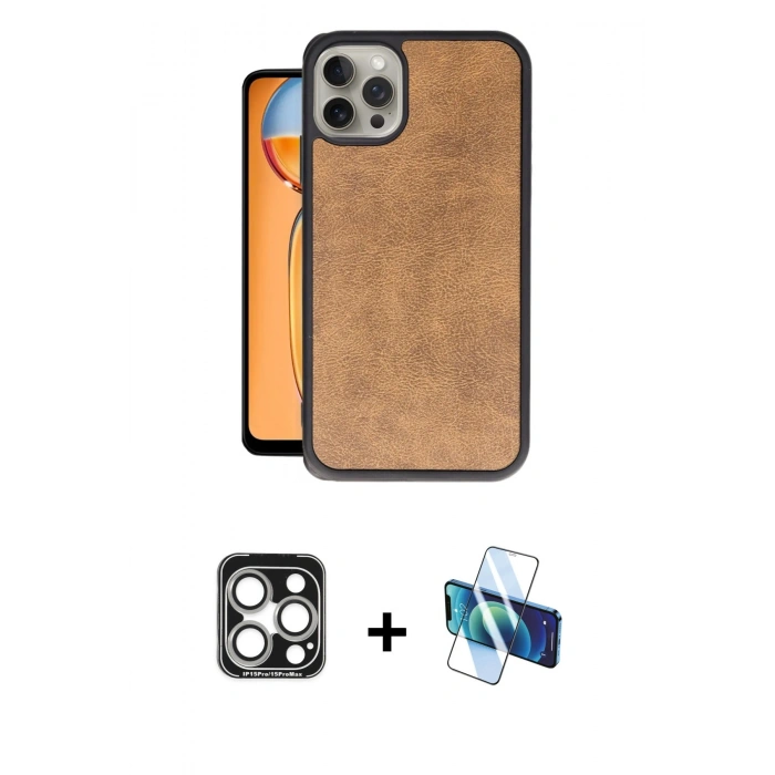 MARSİLYAN™- iPhone 15 Pro Max Kılıf Kıvılcım Işık Serisi - Siyah 3D Antistatik Seramik Nano Ekran Koruyucu + Gümüş PVD Metal Kamera Lens