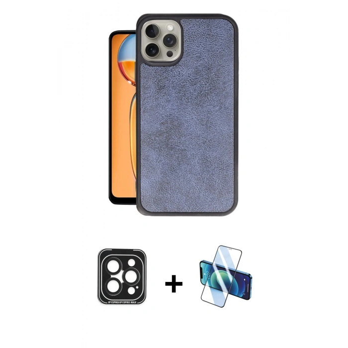 MARSİLYAN™- iPhone 15 Pro Max Kılıf Kıvılcım Işık Serisi - Siyah 3D Antistatik Seramik Nano Ekran Koruyucu + PVD Metal Kamera Lens - SH