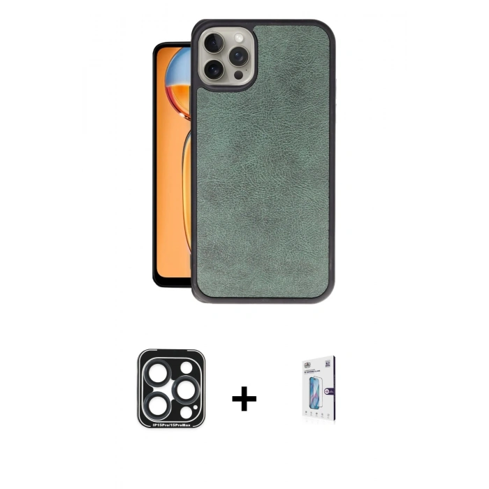 MARSİLYAN™- iPhone 15 Pro Max Kılıf Kıvılcım Işık Serisi - Siyah Bilvis 0.18mm Plus Cam Ekran Koruyucu + Lacivert PVD Metal Kamera Lens