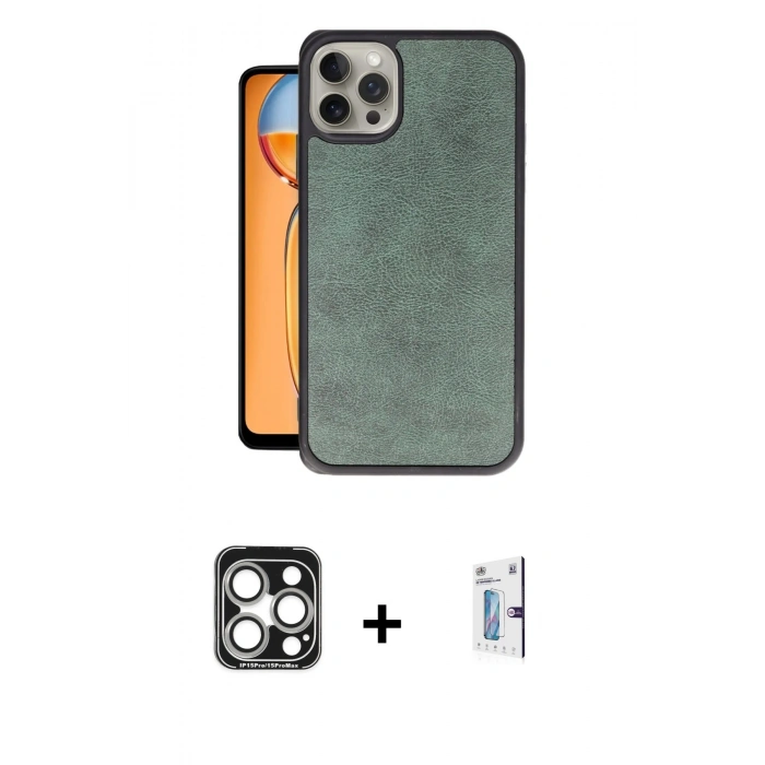 MARSİLYAN™- iPhone 15 Pro Max Kılıf Kıvılcım Işık Serisi - Siyah Bilvis 0.18mm Plus Cam Ekran Koruyucu + PVD Metal Kamera Lens - GS
