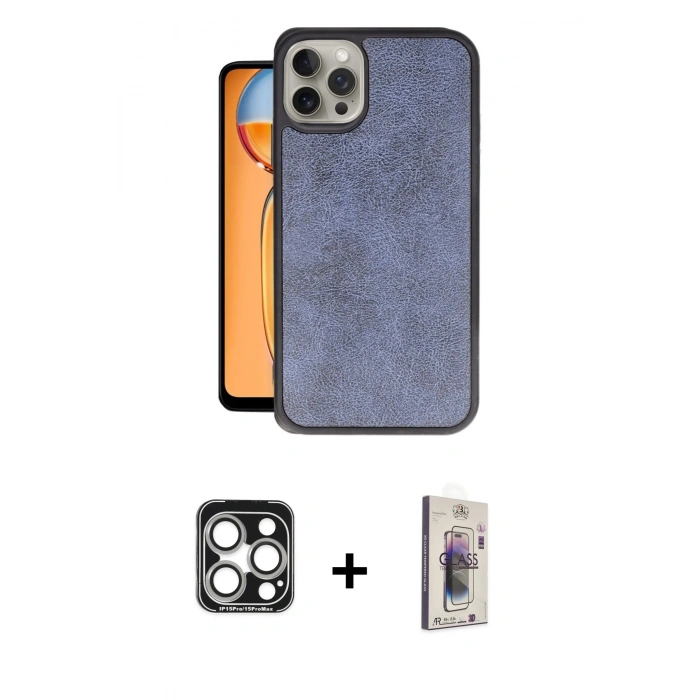MARSİLYAN™- iPhone 15 Pro Max Kılıf Kıvılcım Işık Serisi - Siyah Bilvis 3D Cam Ekran Koruyucu + PVD Metal Kamera Lens - GS