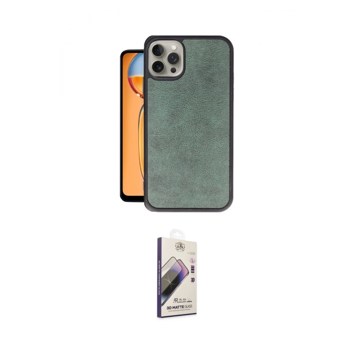 MARSİLYAN™- iPhone 15 Pro Max Kılıf Kıvılcım Işık Serisi - Siyah Bilvis 3D Mat Cam Ekran Koruyucu