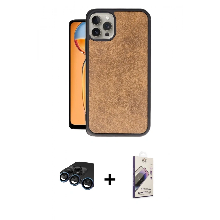 MARSİLYAN™- iPhone 15 Pro Max Kılıf Kıvılcım Işık Serisi - Siyah Bilvis 3D Mat Cam Ekran Koruyucu + Raze Metal Kamera Lens - LT