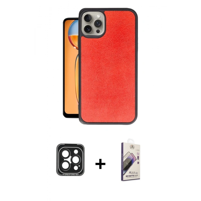 MARSİLYAN™- iPhone 15 Pro Max Kılıf Kıvılcım Işık Serisi - Siyah Bilvis 3D Mat Cam Ekran Koruyucu + PVD Metal Kamera Lens - SH
