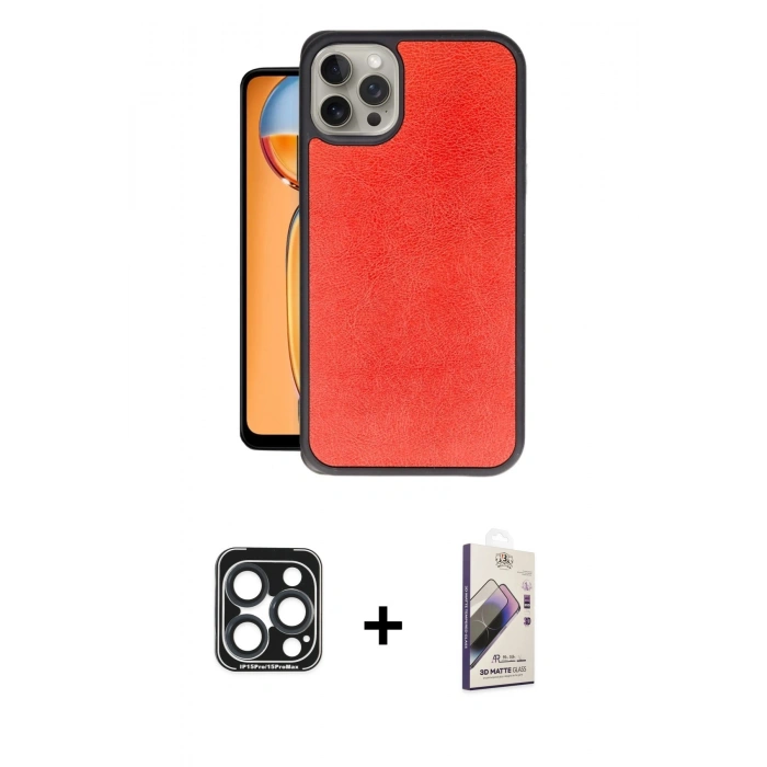 MARSİLYAN™- iPhone 15 Pro Max Kılıf Kıvılcım Işık Serisi - Siyah Bilvis 3D Mat Cam Ekran Koruyucu + PVD Metal Kamera Lens - LT