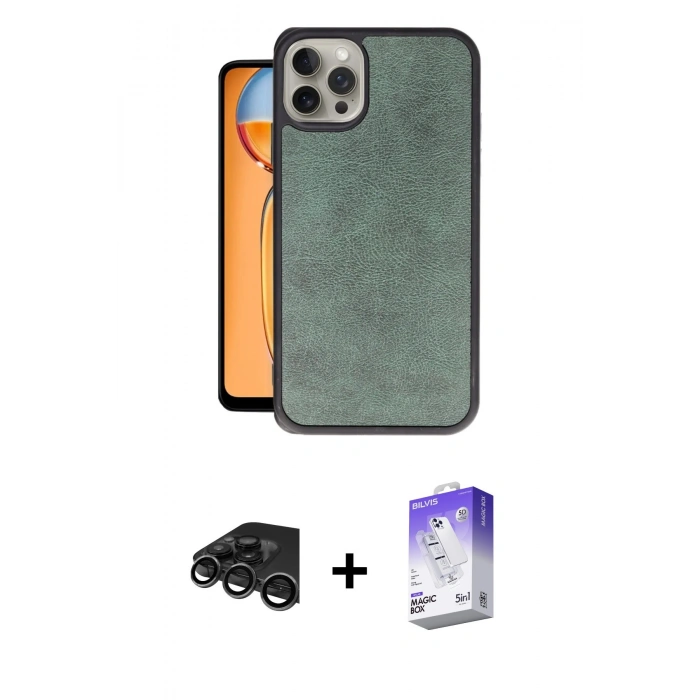 MARSİLYAN™- iPhone 15 Pro Max Kılıf Kıvılcım Işık Serisi - Siyah Bilvis 5in1 3D Magic Cam Ekran Koruyucu + Raze Metal Kamera Lens - TMGI