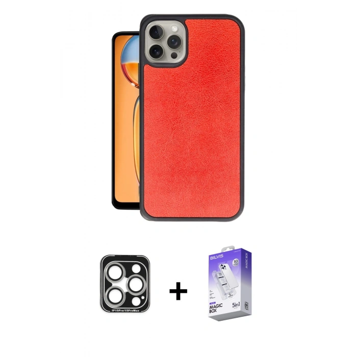 MARSİLYAN™- iPhone 15 Pro Max Kılıf Kıvılcım Işık Serisi - Siyah Bilvis 5in1 3D Magic Cam Ekran Koruyucu + PVD Metal Kamera Lens - GS