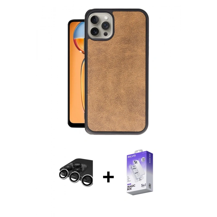 MARSİLYAN™- iPhone 15 Pro Max Kılıf Kıvılcım Işık Serisi - Siyah Bilvis 5in1 3D Magic Cam Ekran Koruyucu + Raze Metal Kamera Lens - GS