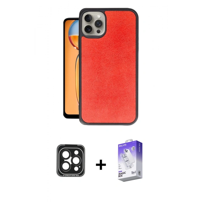 MARSİLYAN™- iPhone 15 Pro Max Kılıf Kıvılcım Işık Serisi - Siyah Bilvis 5in1 3D Magic Cam Ekran Koruyucu + PVD Metal Kamera Lens - SH