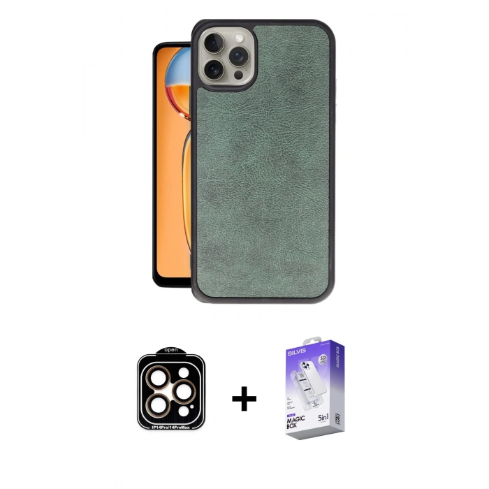 MARSİLYAN™- iPhone 15 Pro Max Kılıf Kıvılcım Işık Serisi - Siyah Bilvis 5in1 3D Magic Cam Ekran Koruyucu + PVD Metal Kamera Lens - TU