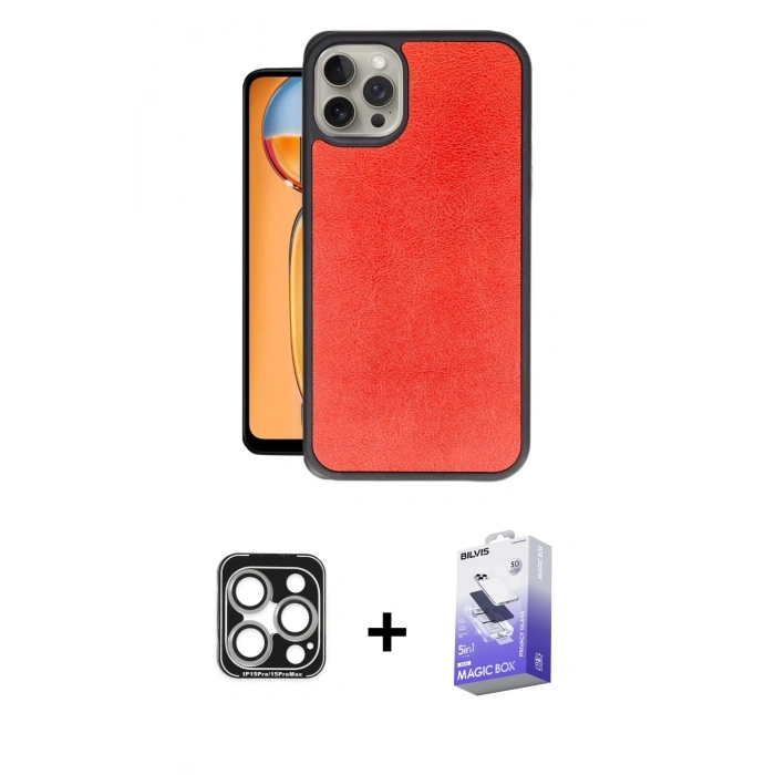 MARSİLYAN™- iPhone 15 Pro Max Kılıf Kıvılcım Işık Serisi - Siyah Bilvis 5in1 5D Magic Hayalet Cam Ekran Koruyucu + PVD Metal Kamera Lens - GS