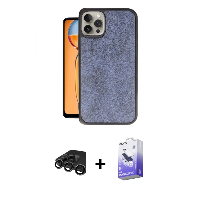 MARSİLYAN™- iPhone 15 Pro Max Kılıf Kıvılcım Işık Serisi - Siyah Bilvis 5in1 5D Magic Hayalet Cam Ekran Koruyucu + Raze Metal Kamera Lens - TMGI