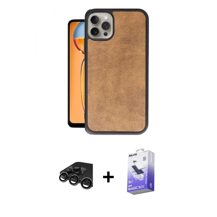 MARSİLYAN™- iPhone 15 Pro Max Kılıf Kıvılcım Işık Serisi - Siyah Bilvis 5in1 5D Magic Hayalet Cam Ekran Koruyucu + Raze Metal Kamera Lens - TMGI