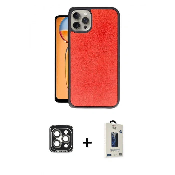 MARSİLYAN™- iPhone 15 Pro Max Kılıf Kıvılcım Işık Serisi - Siyah Bilvis Hayalet Cam Ekran Koruyucu + PVD Metal Kamera Lens - GI
