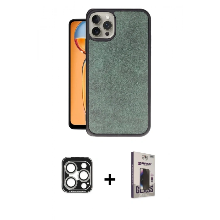 MARSİLYAN™- iPhone 15 Pro Max Kılıf Kıvılcım Işık Serisi - Siyah Bilvis Hayalet Cam Ekran Koruyucu + PVD Metal Kamera Lens - GS