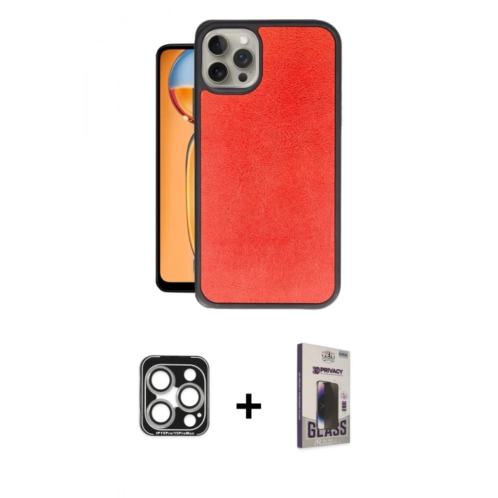 MARSİLYAN™- iPhone 15 Pro Max Kılıf Kıvılcım Işık Serisi - Siyah Bilvis Hayalet Cam Ekran Koruyucu + PVD Metal Kamera Lens - GS