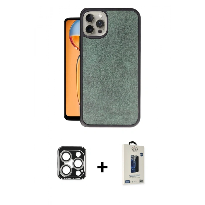 MARSİLYAN™- iPhone 15 Pro Max Kılıf Kıvılcım Işık Serisi - Siyah Bilvis Hayalet Cam Ekran Koruyucu + PVD Metal Kamera Lens - GS