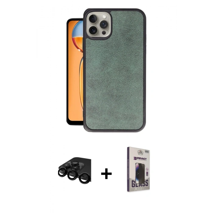 MARSİLYAN™- iPhone 15 Pro Max Kılıf Kıvılcım Işık Serisi - Siyah Bilvis Hayalet Cam Ekran Koruyucu + Raze Metal Kamera Lens - SH
