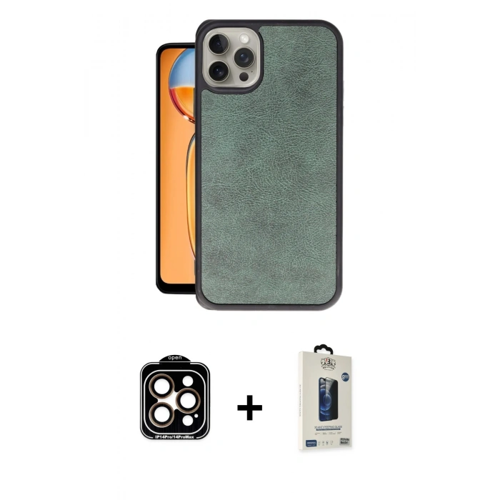 MARSİLYAN™- iPhone 15 Pro Max Kılıf Kıvılcım Işık Serisi - Siyah Bilvis Hayalet Cam Ekran Koruyucu + PVD Metal Kamera Lens - TU