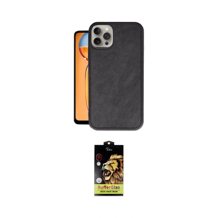 MARSİLYAN™- iPhone 15 Pro Max Kılıf Kıvılcım Işık Serisi - Siyah Buffer Cam Ekran Koruyucu