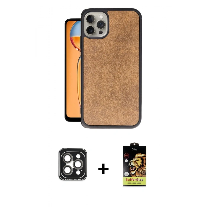 MARSİLYAN™- iPhone 15 Pro Max Kılıf Kıvılcım Işık Serisi - Siyah Buffer Cam Ekran Koruyucu + PVD Metal Kamera Lens - GI