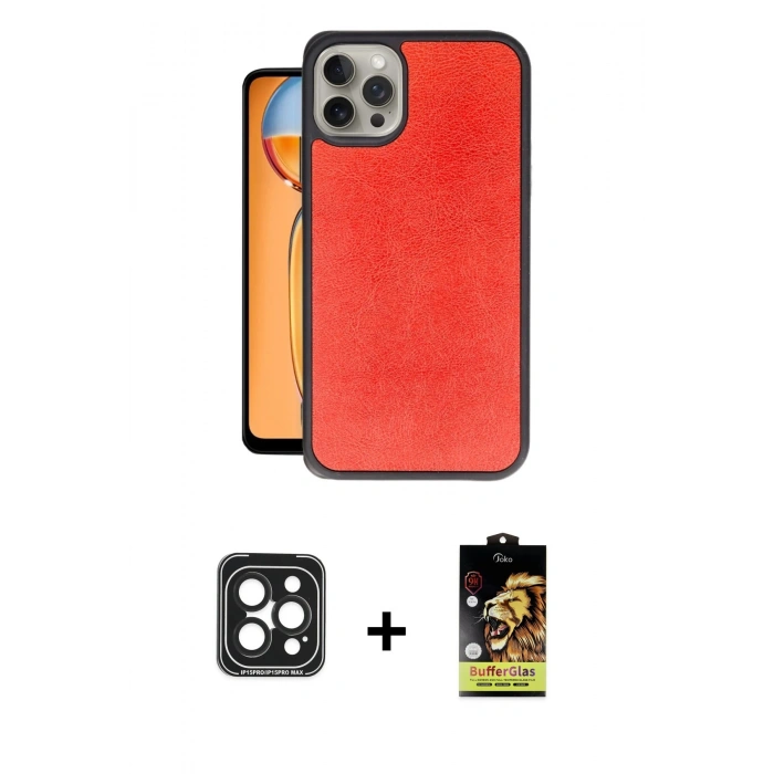 MARSİLYAN™- iPhone 15 Pro Max Kılıf Kıvılcım Işık Serisi - Siyah Buffer Cam Ekran Koruyucu + PVD Metal Kamera Lens - SH