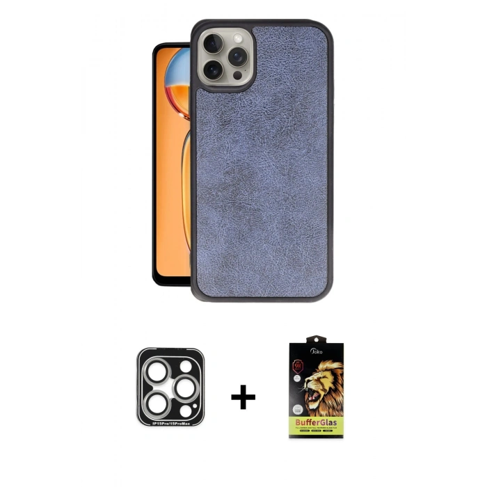 MARSİLYAN™- iPhone 15 Pro Max Kılıf Kıvılcım Işık Serisi - Siyah Buffer Cam Ekran Koruyucu + PVD Metal Kamera Lens - GS