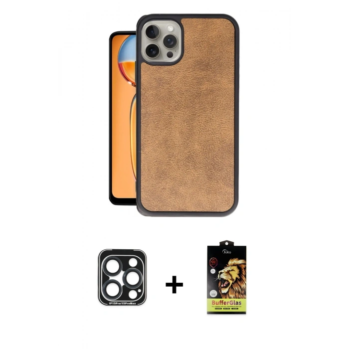 MARSİLYAN™- iPhone 15 Pro Max Kılıf Kıvılcım Işık Serisi - Siyah Buffer Cam Ekran Koruyucu + PVD Metal Kamera Lens - LT