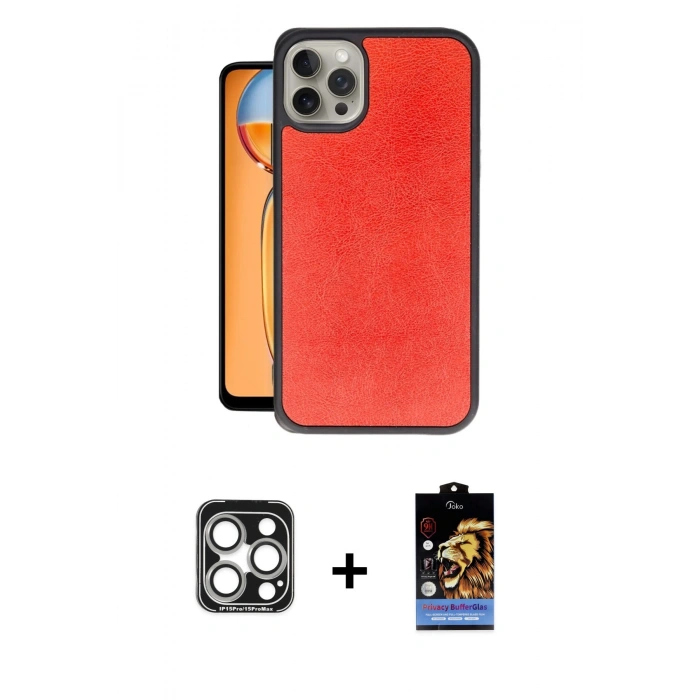 MARSİLYAN™- iPhone 15 Pro Max Kılıf Kıvılcım Işık Serisi - Siyah Buffer Hayalet Cam Ekran Koruyucu + PVD Metal Kamera Lens - GS